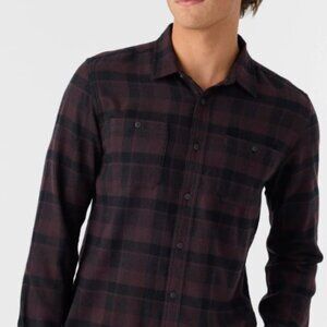 O'Neill Mens OG Jonez Flannel Shirt Large Classic Fit Black Brown Plaid NWT sz L